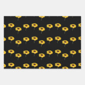 黒い上に黄色のひまわり ラッピングペーパーシート (正面2)