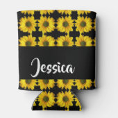 黒い上に黄色のひまわり 缶クーラー (裏面)