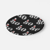黒い上に80th誕生日パーティーバルーン ペーパープレート (アングル)