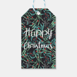 黒い上のクリスマスプラント ギフトタグ