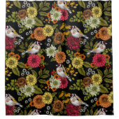 黒い上の庭の金魚 シャワーカーテン (正面)