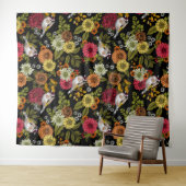 黒い上の庭の金魚 タペストリー (インサイチュ(横))