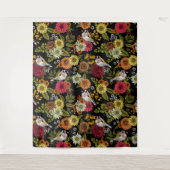 黒い上の庭の金魚 タペストリー (正面)