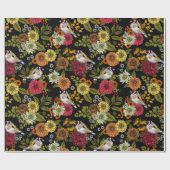 黒い上の庭の金魚 ラッピングペーパー (フラット)