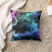 黒い上の虹色の煙 クッション (ブランケット)