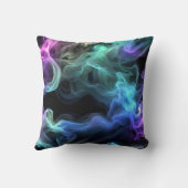 黒い上の虹色の煙 クッション (裏面)