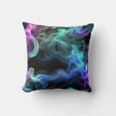 黒い上の虹色の煙 クッション (正面)