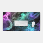 黒い上の虹色の煙 デスクマット (キーボード&マウス)