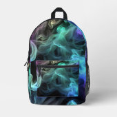黒い上の虹色の煙 プリントバックパック (正面)