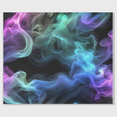 黒い上の虹色の煙 ラッピングペーパー (フラット)