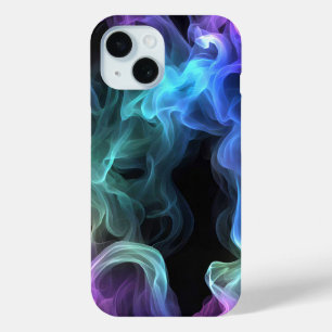 黒い上の虹色の煙 iPhone 15ケース