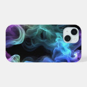 黒い上の虹色の煙 iPhone 15ケース (裏面横)