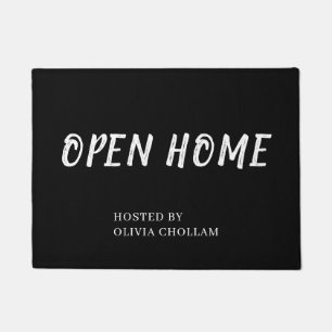 黒い不動産仲介業者ロゴ   スタイリッシュカスタムOpen House Mat ドアマット