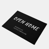 黒い不動産仲介業者ロゴ | スタイリッシュカスタムOpen House Mat ドアマット (アングル)