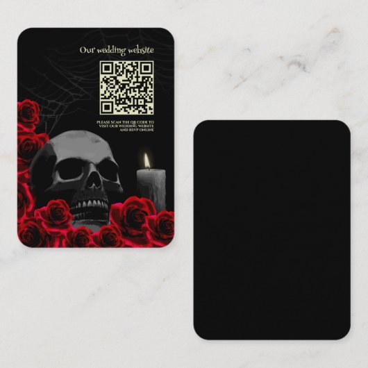 黒い不気味な結婚ゴシックと赤いバラ エンクロージャーカード (正面/裏面)