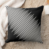 黒い不規則なずら状の白い対角線 クッション (ブランケット)