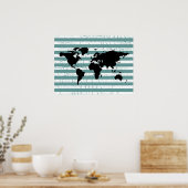 黒い世ストライプ界 ポスター (キッチン)