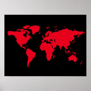 黒い世界の赤い地図 ポスター