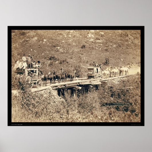 黒い丘WY 1889を通過する2つの駅馬車 ポスター (正面)