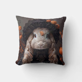 黒い中世の衣装を着たウサギ クッション