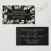黒い中性の緑の手作り石鹸とキャンドル 名刺 (正面/裏面)