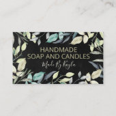 黒い中性の緑の手作り石鹸とキャンドル 名刺 (正面)