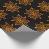 黒い串状の花の琥珀色 ラッピングペーパー (角)