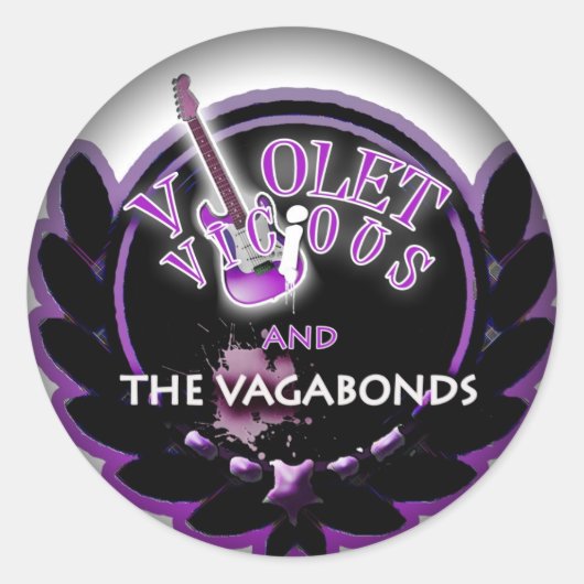 黒い丸いステッカーにフェード ラウンドシール (正面)