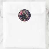 黒い丸いステッカーにフェード ラウンドシール (バッグ)