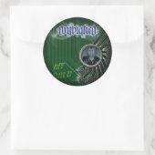 黒い丸いステッカーにフェード ラウンドシール (バッグ)