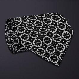 黒い丸いロゴパターン ネクタイ