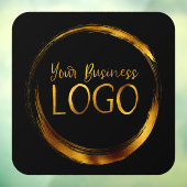 黒い丸い角の正方形にビジネスロゴ ウィンドウサイン (シート3)