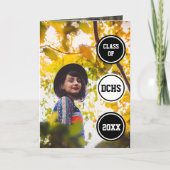 黒い丸の写真卒業 招待状 (正面)