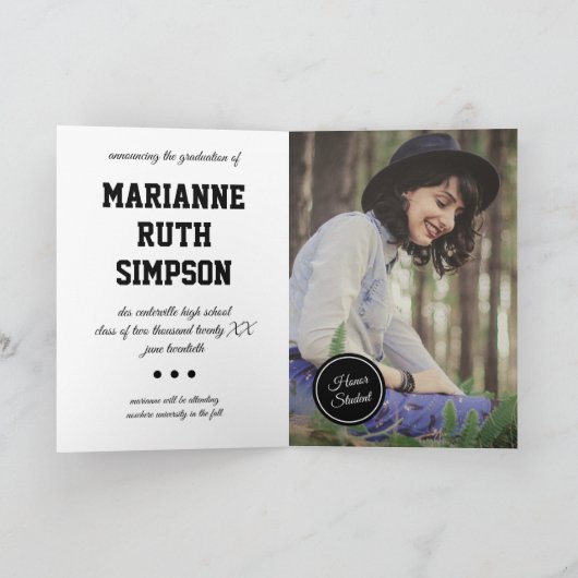 黒い丸の写真卒業 招待状 (内部)