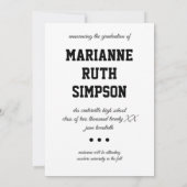 黒い丸の写真卒業 招待状 (裏面)