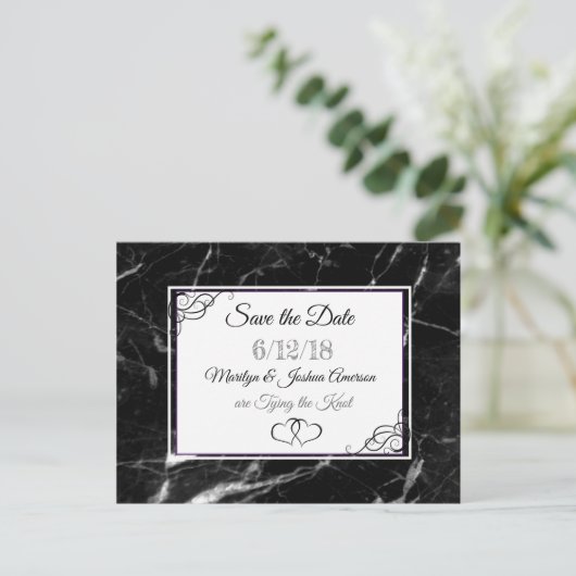 黒い丸石日付はがきを保存 ポストカード (スタンド正面)