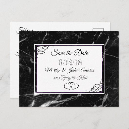 黒い丸石日付はがきを保存 ポストカード (正面/裏面)