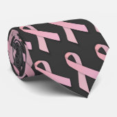 黒い乳癌の認識度のリボンのタイのピンク ネクタイ (ロール)