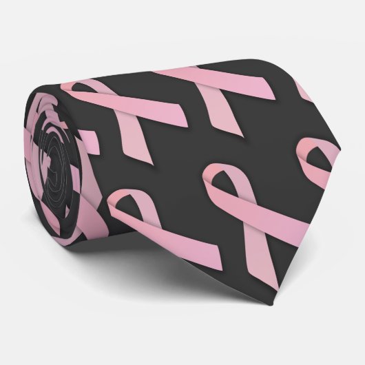 黒い乳癌の認識度のリボンのタイのピンク ネクタイ (ロール)