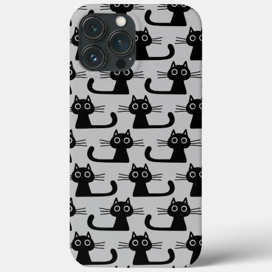 黒い予測できな猫のパターングレーと黒 Case-Mate iPhoneケース (裏面)