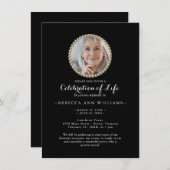 黒い予算の書道の写真お祝いの生活 招待状 (正面/裏面)