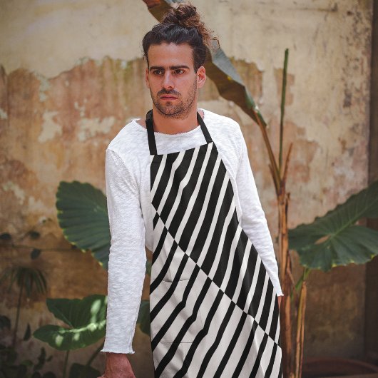 黒い交差ストライプ エプロン