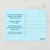 黒い人魚の少女の誕生日プールパーティー招待状 ポストカード (裏面)