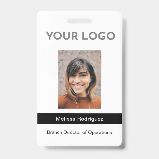 黒い企業の従業員の写真ID バッジ (Front)