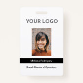 黒い企業の従業員の写真ID バッジ (正面)