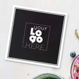 黒い会社のロゴ黒い紙パーティーナプキン スタンダードカクテルナプキン