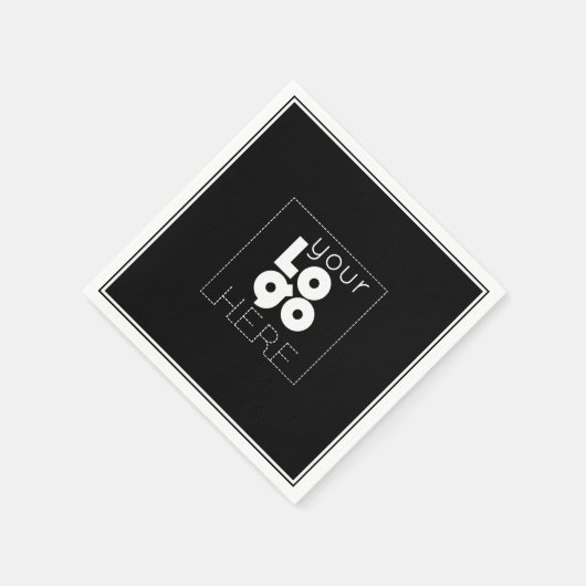 黒い会社のロゴ黒い紙パーティーナプキン スタンダードカクテルナプキン (角)