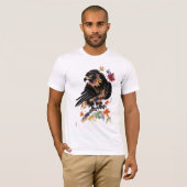 黒い伝統的ワシ Tシャツ (正面フル)