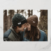 黒い伝統的金ゴールドエレガント写真の日付の保存 箔招待状 (裏面)