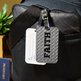 黒い信仰のはっきりした単語を含む鋼の背景 ラゲッジタグ